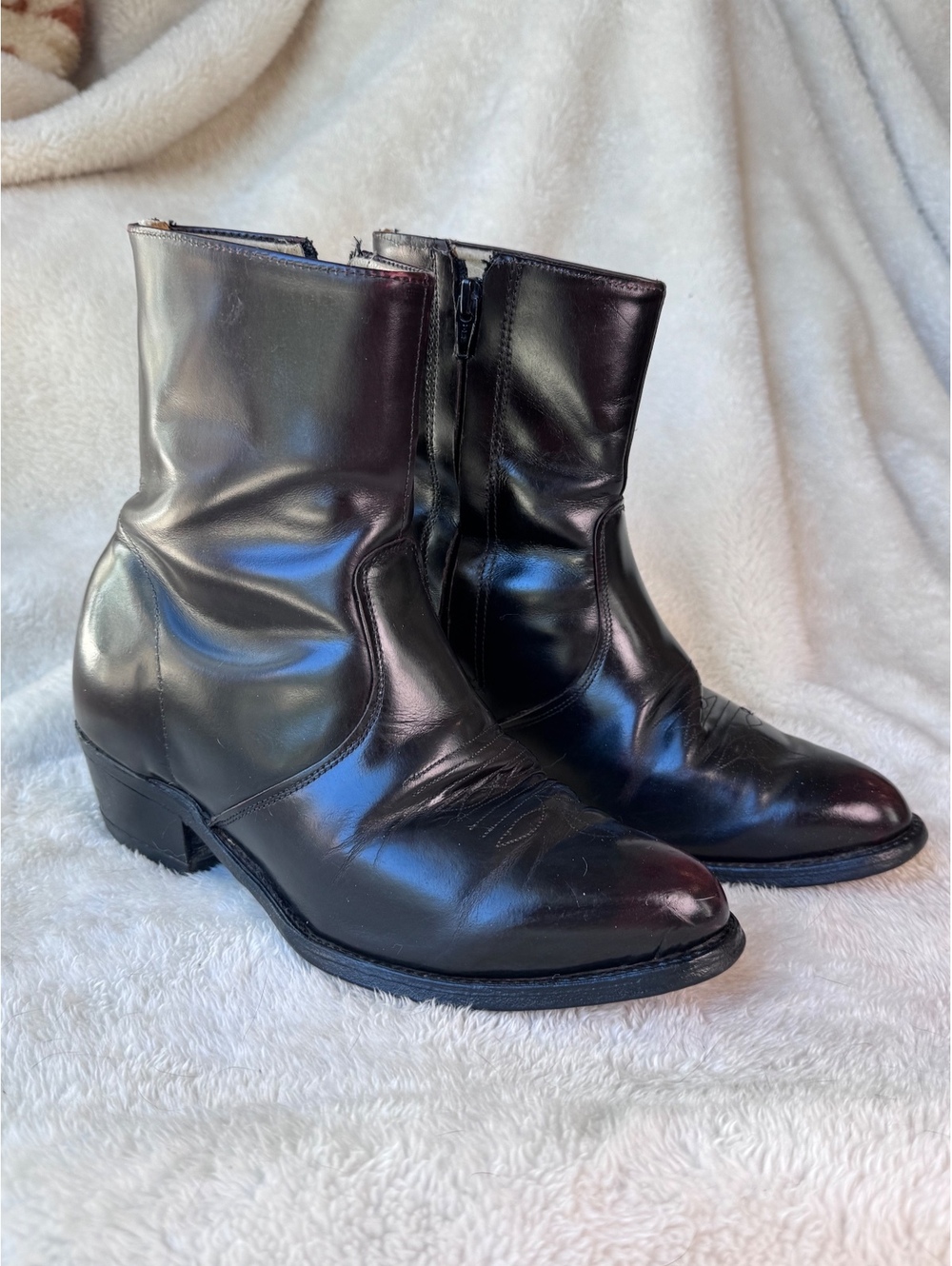 Vintage Dan Post Black Leather Western Ankle Boots Made in USA Women’s 7M